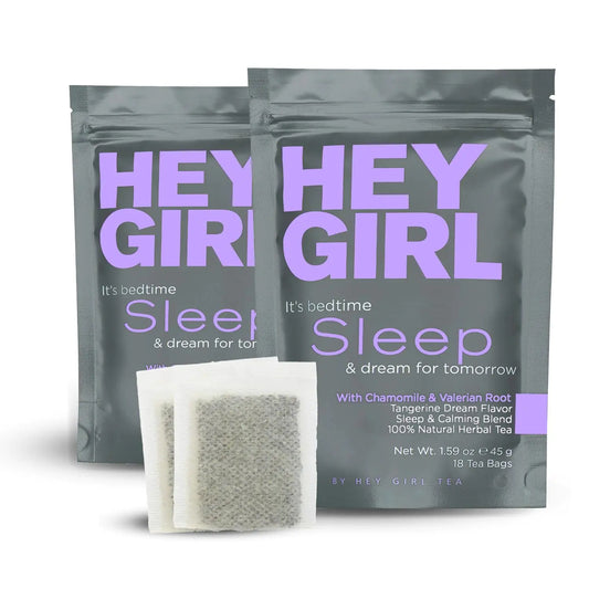 Hey Girl Sleep Tea - Natural Herbal Bedtime Tea Bags with Chamomile Passion Flower Valerian Root Lemon Balm - Calming Relaxing Adults Sleepy Night Time Tea - Relaxation Gifts for Women 2-packs